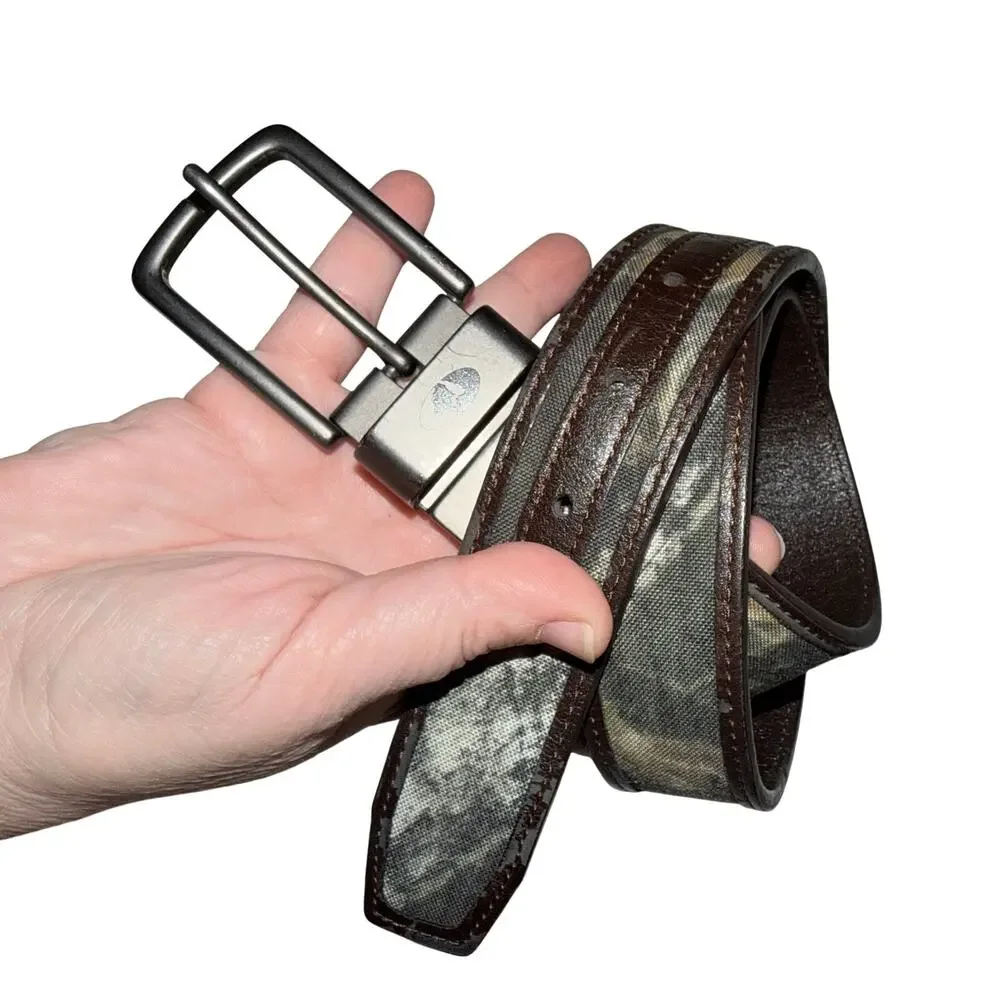 Mossy oak and leather reversible belt size 38 hunting camo